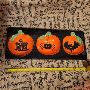 Vintage ceramic Halloween themed relish plate or taco side dish